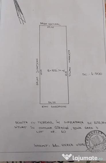 Teren de 1656 mp, în Gârbovi
