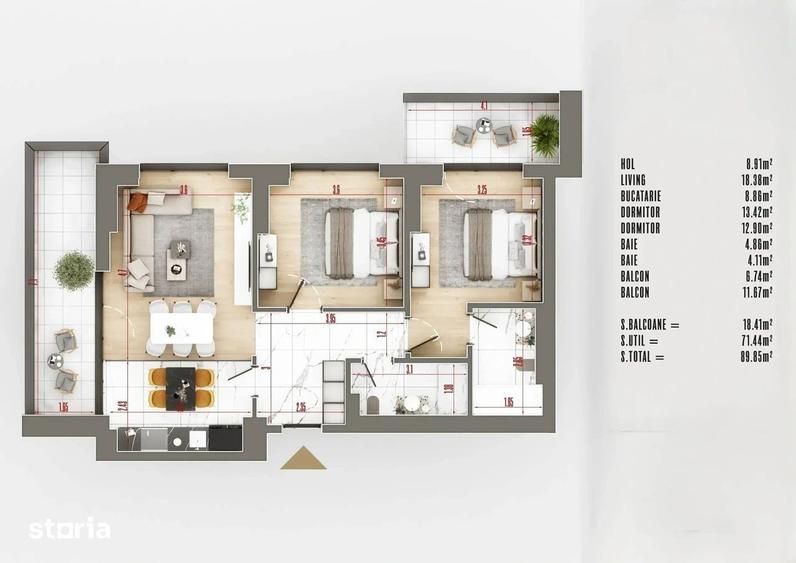 Apartament superb 3 Camere Decomandat finisaje lux ansamblu premium - 9