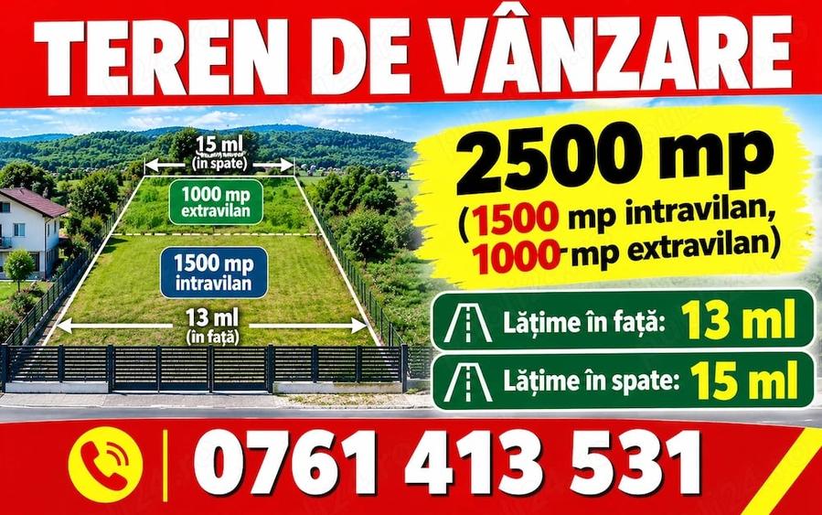 Teren de 2500 mp, în Novăcești