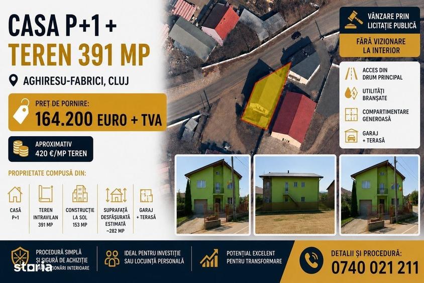 Casă cu 3 camere cu Teren 391 Mp în Aghireșu