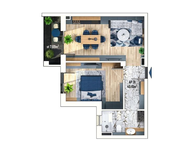 Apartament cu 2 camere în Apahida