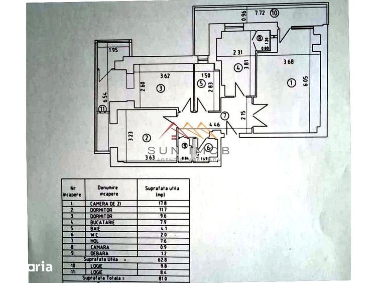 Apartament cu 3 camere decomandat în Ultracentral