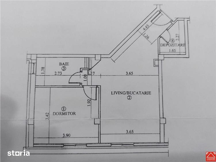 Apartament cu 2 camere decomandat în Grădiște