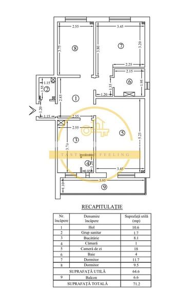 Apartament cu 3 camere decomandat, mobilat în Dacia