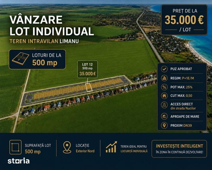 Teren de 500 mp, în Limanu