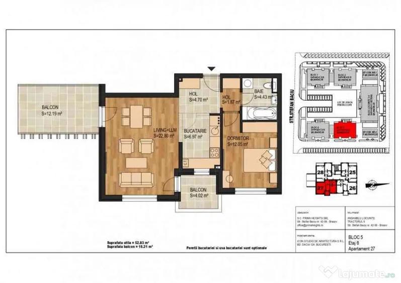 Apartament cu 2 camere decomandat în Tractorul