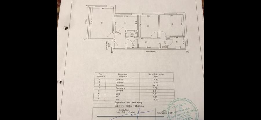 Apartament cu 3 camere decomandat, mobilat în Dacia
