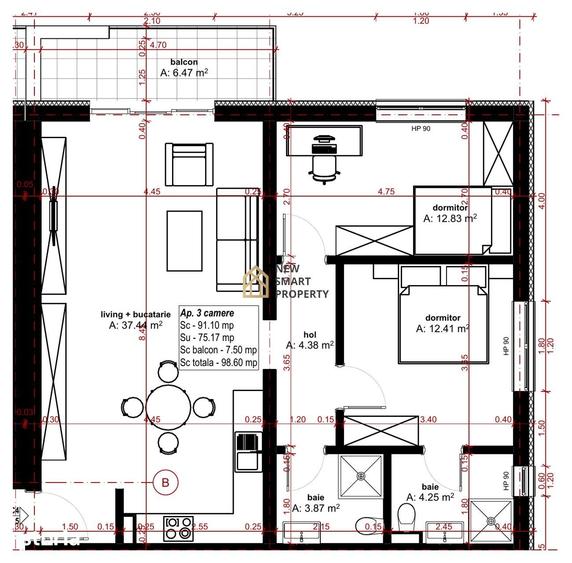 Apartament cu 3 camere în Oncea