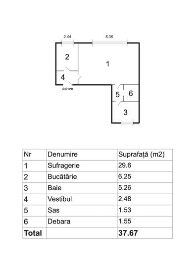 Apartament cu 2 camere decomandat în Berceni