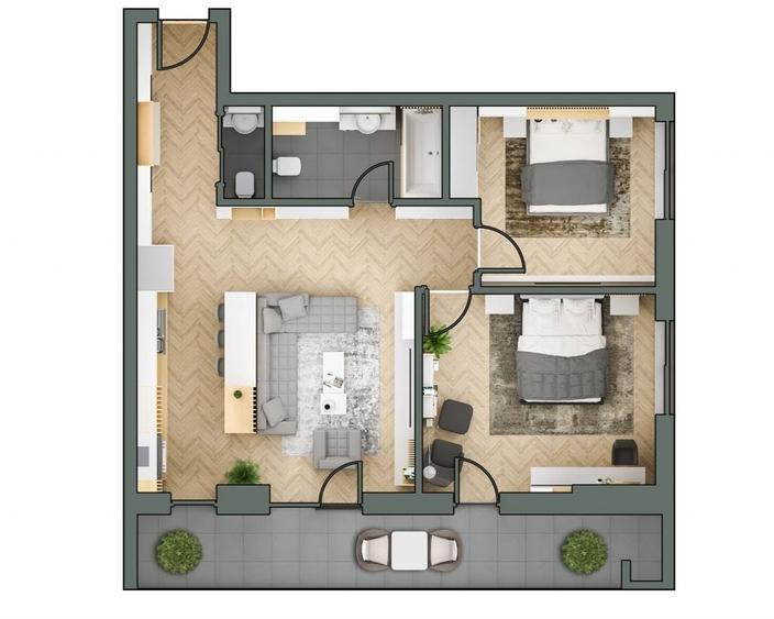 Apartament cu 3 camere în Între Lacuri