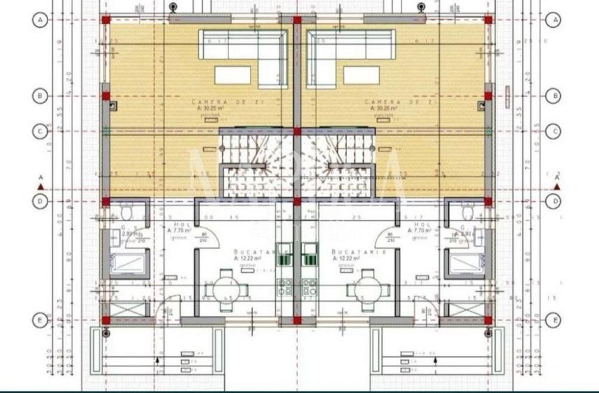 Duplex cu 4 camere cu Canalizare în Florești
