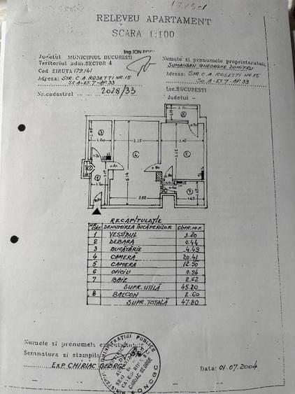Apartament cu 2 camere semidecomandat, mobilat în Universitate