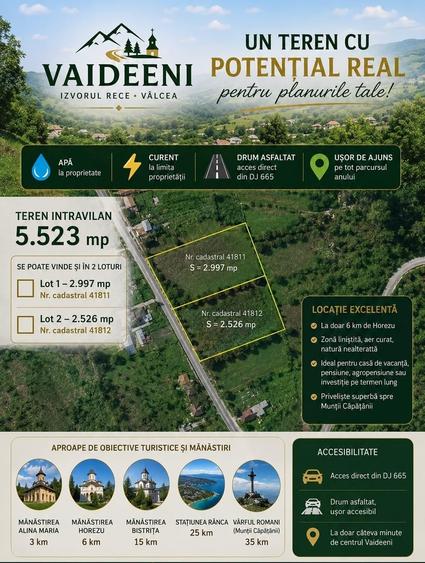 Teren intravilan de 5523 mp, în Izvoru Rece (Vaideeni)