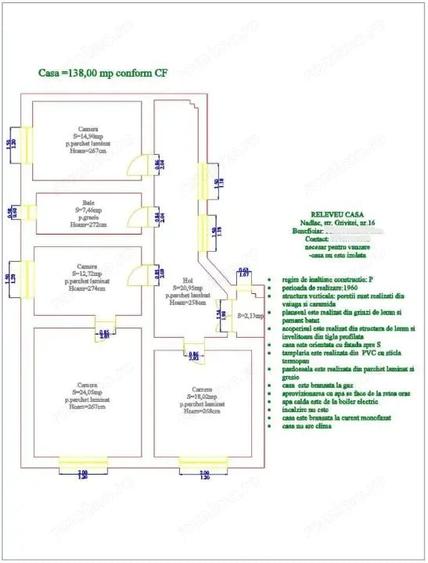 Casă cu 3 camere cu Teren 508 Mp în Central