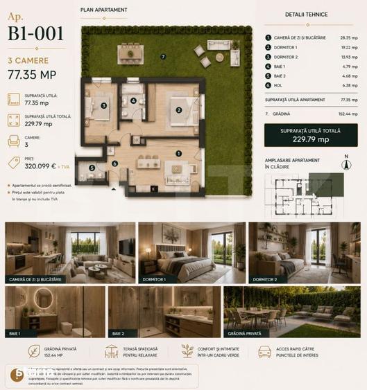 Apartament cu 3 camere în Bună Ziua