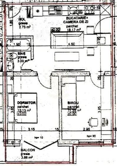 Apartament cu 3 camere în Calea Moldovei