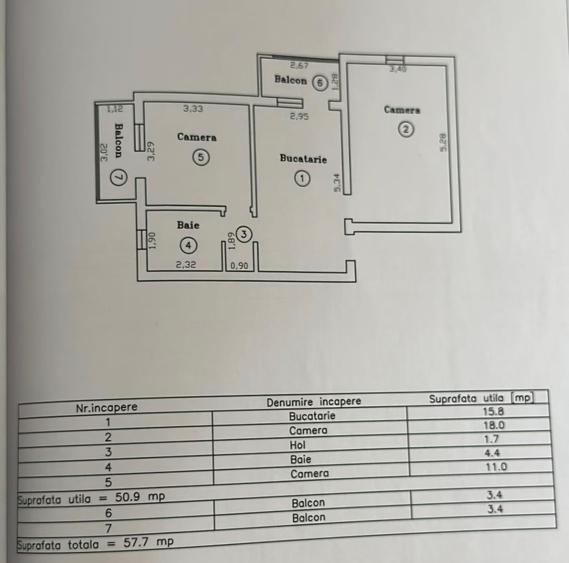 Apartament cu 2 camere decomandat în Bucovina