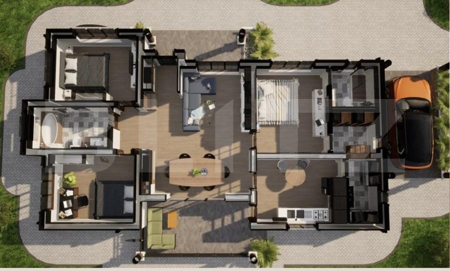 Casă individuală cu 4 camere cu Canalizare în Exterior Est