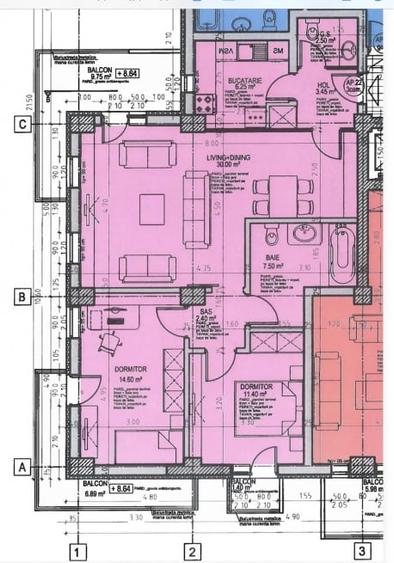 Apartament cu 3 camere semidecomandat în Aviației