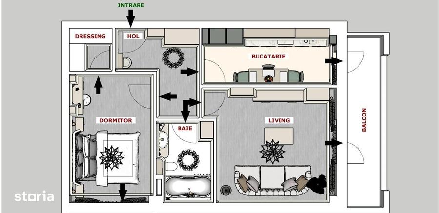 Apartament cu 2 camere decomandat în Albești