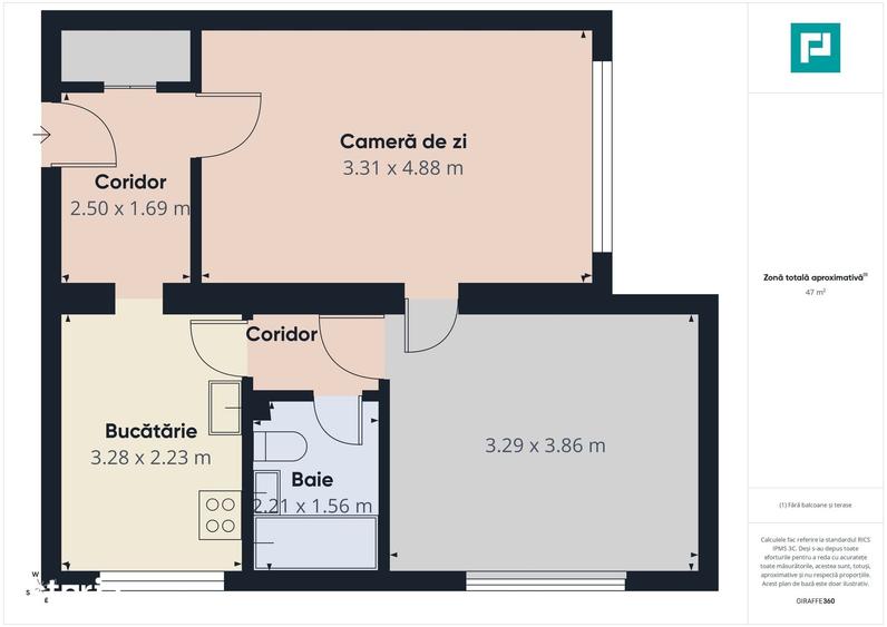 Apartament cu 2 camere decomandat în Podgoria