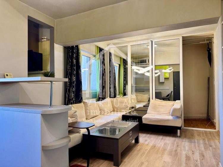 Apartament cu 3 camere semidecomandat, mobilat în Central