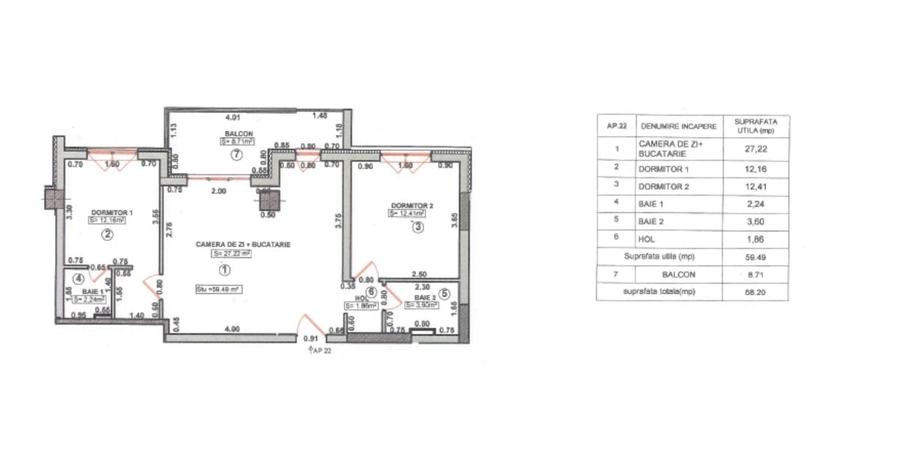 Apartament cu 3 camere, mobilat în Fratelia