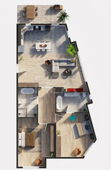 Apartament cu 3 camere decomandat în Unirii