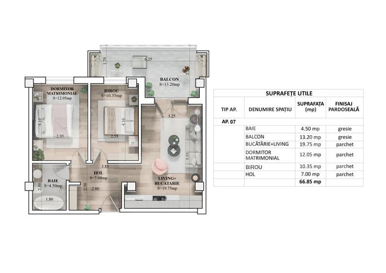 Apartament cu 3 camere în Galata