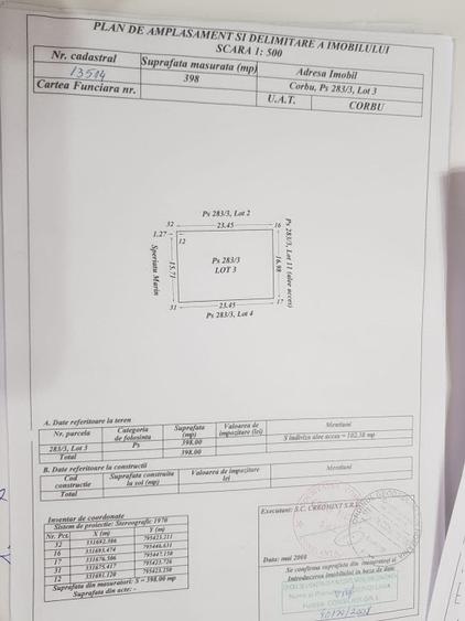 Teren Construcții extravilan de 500 mp, în Corbu