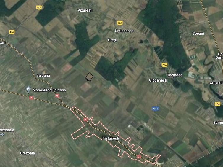 Teren agricol extravilan de 133400 mp, în Tărtășești