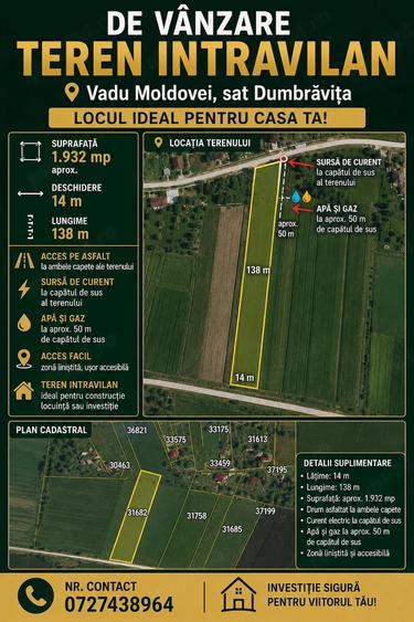 Teren de 15000 mp, în Vadu Moldovei