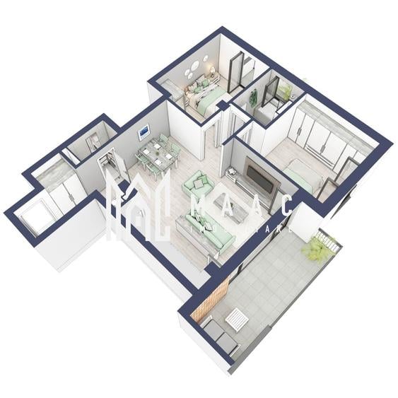 Apartament 3 camere | Balcoane 15.1 mp | Etaj 2 | Turnisor - 1
