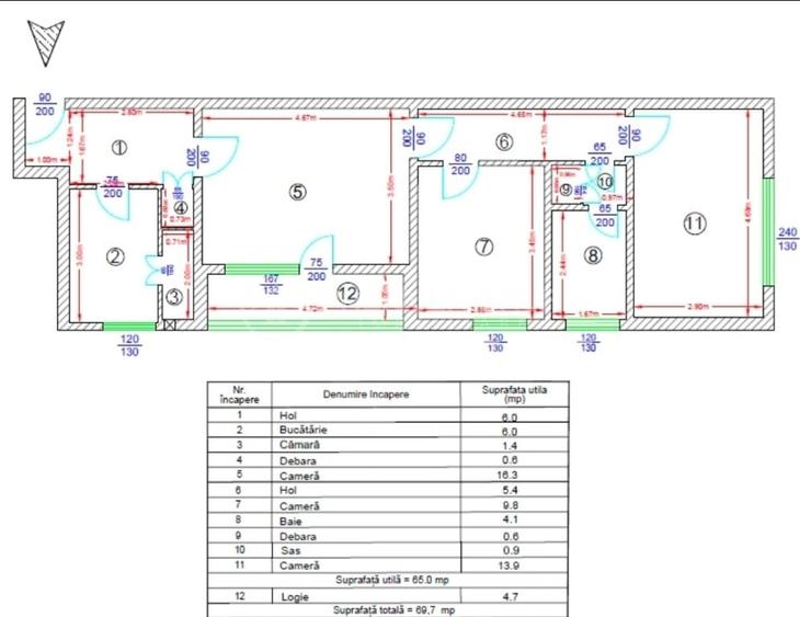 Apartament cu 3 camere în Podu Roș