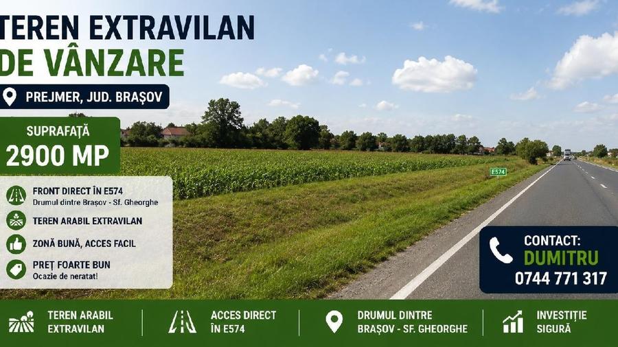 Teren agricol extravilan de 2900 mp, în Prejmer