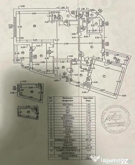 Apartament cu 3 camere decomandat în P-ța Universității
