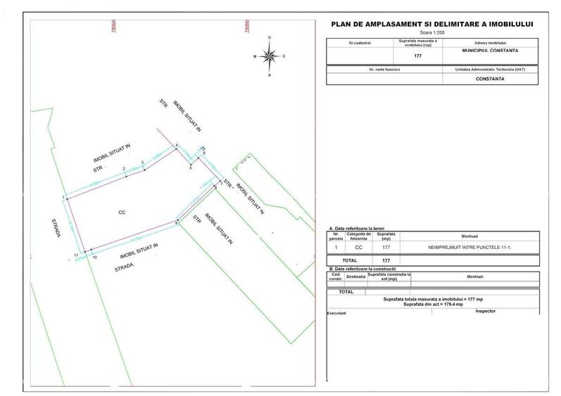 Teren Construcții intravilan de 180 mp, în Tomis I