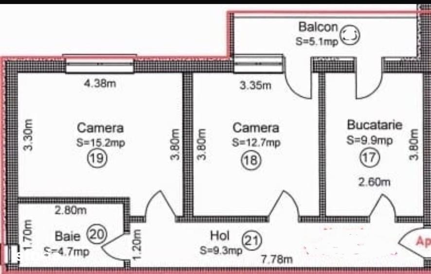 Apartament cu 2 camere decomandat în Sud
