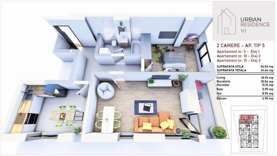 Apartament cu 2 camere decomandat în Central