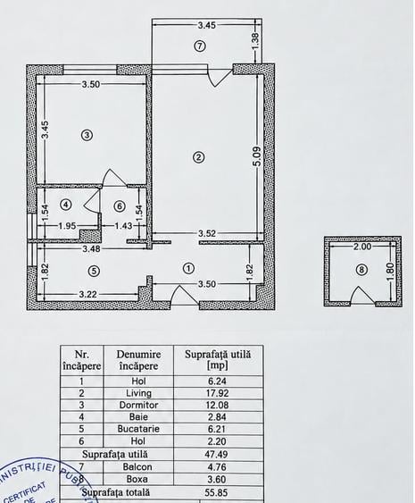 Apartament cu 2 camere decomandat în Măgurele