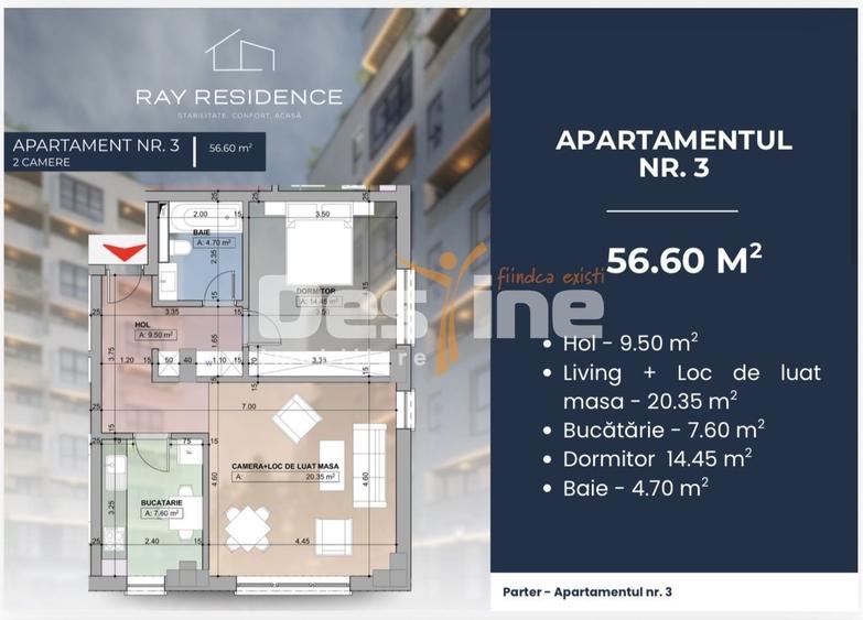 Apartament cu 2 camere decomandat în Cornitoiu