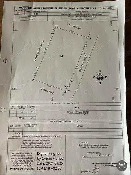 Teren de 996 mp, în Vlădești