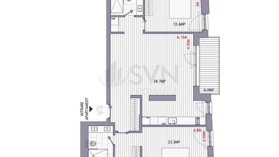 Apartament cu 3 camere în Aviației