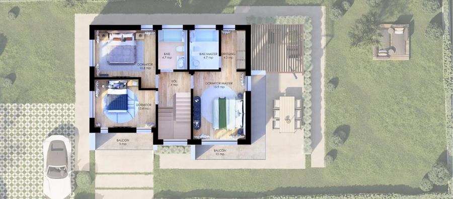 Casă individuală cu 5 camere cu Teren 447 Mp în Corbeanca
