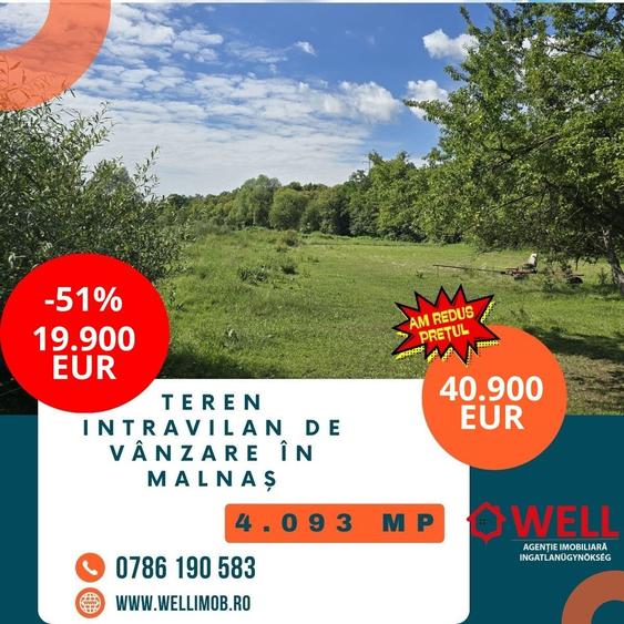 Teren intravilan de 4093 mp, în Malnaș
