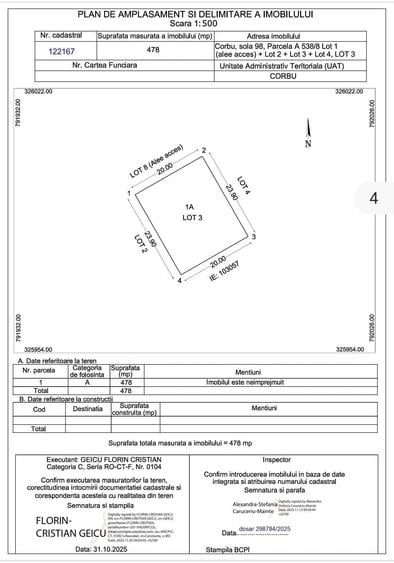 Teren Construcții de 478 mp, în Corbu