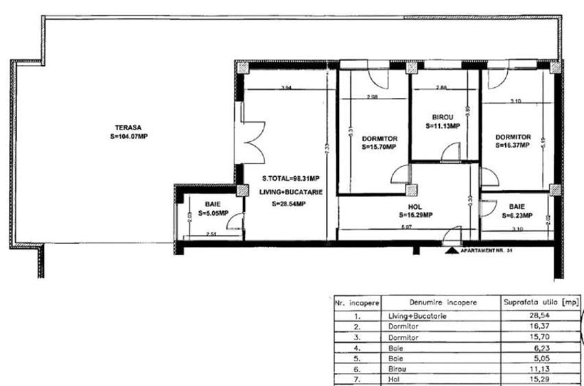 Penthouse cu 4 camere circular, mobilat în Mărăști