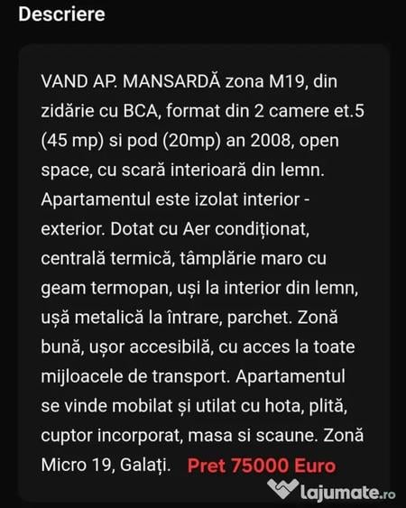 Apartament cu 2 camere decomandat, mobilat în Micro 19