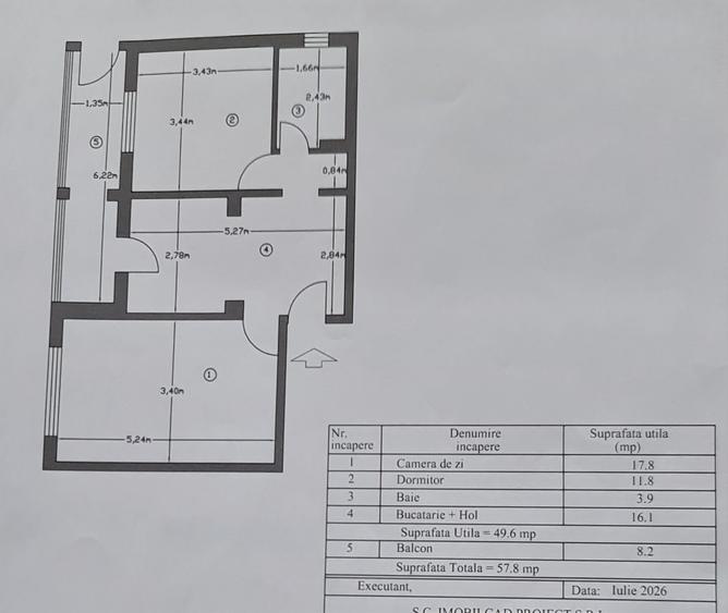 Apartament cu 3 camere decomandat în Central
