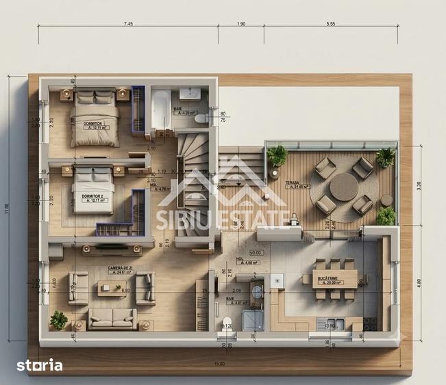Casă cu 5 camere cu Teren 507 Mp în Central